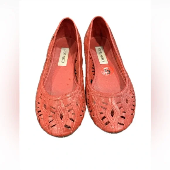 Steve Madden Pixee Red Leather Flats - Picture 1 of 4